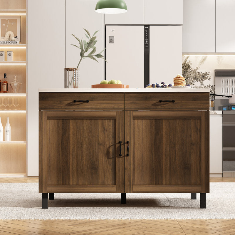 Îlot de cuisine Sturbridge 47,2'' avec plateau en bois massif et composite