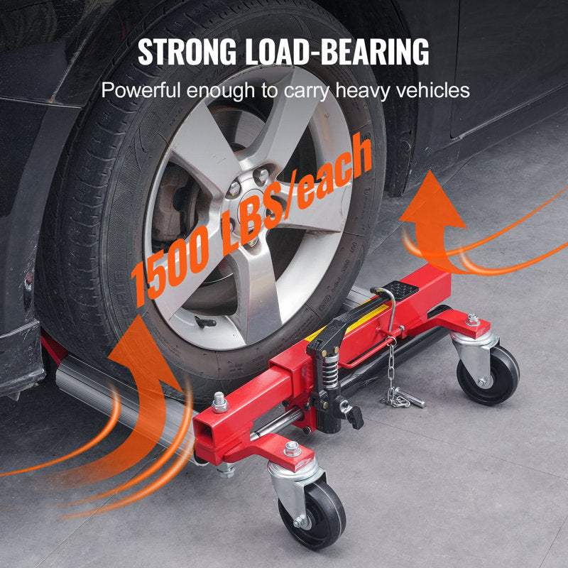 Wheeled dolly, 1500 lb maximum capacity, push dolly with 360° swivel wheels, heavy-duty hydraulic vehicle jack for car repair (Set of 2)