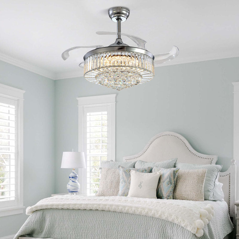 Ventilateur de plafond Presnell à intensité variable avec éclairage LED et télécommande, couleur argent, 122 cm (48 pouces).