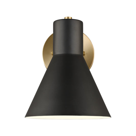Byers 1 - Light Dimmable Armed Sconce Satin Brass / Black Steel