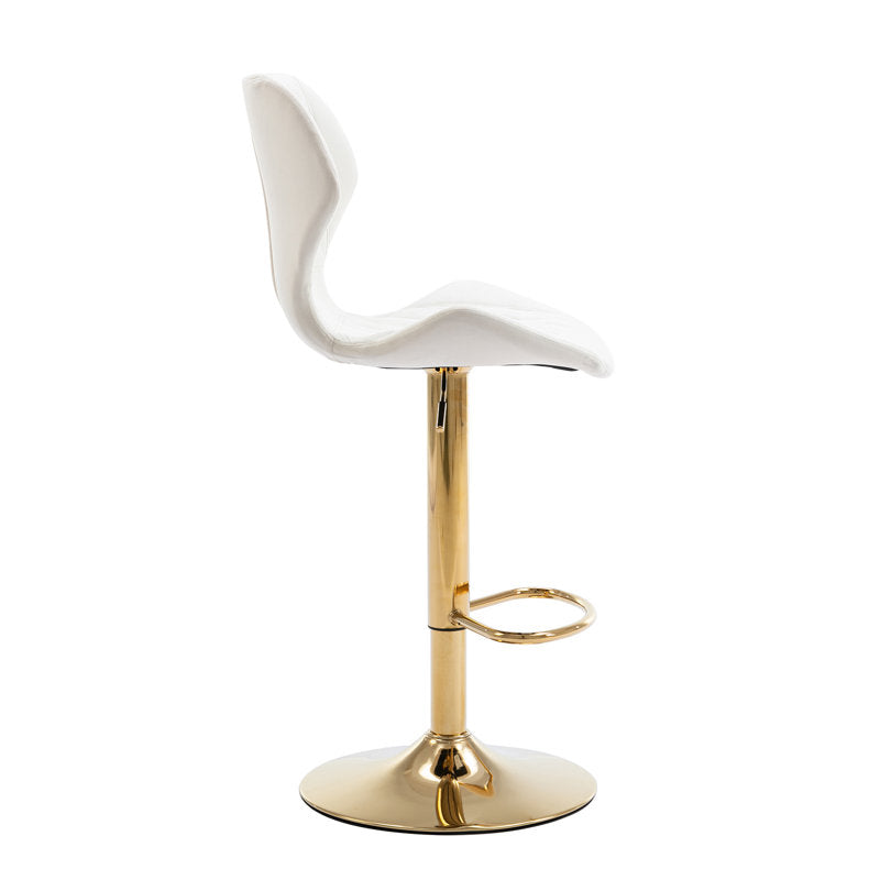 Fauteuil pivotant rembourré Tierone à hauteur réglable avec structure en métal, velours beige moderne (lot de 2)
