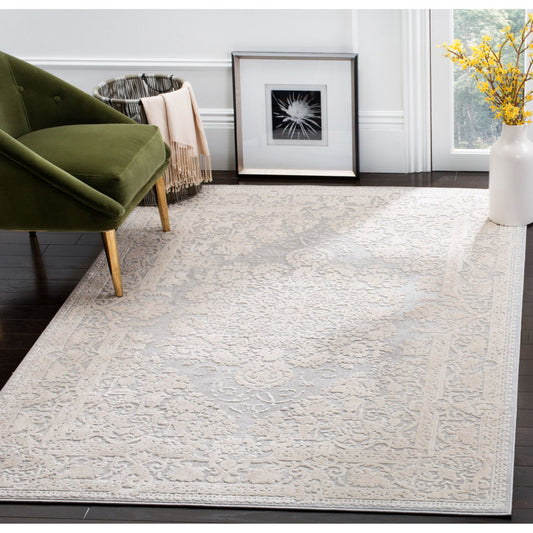 Calidia Oriental Light Grey/Cream Area Rug