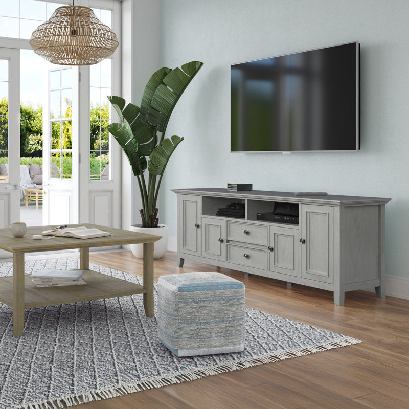 Amherst 72" solid wood TV Stand for TVs 80" or Smaller with 2 Cabinets, 2 Drawers and Adjustable Shelves