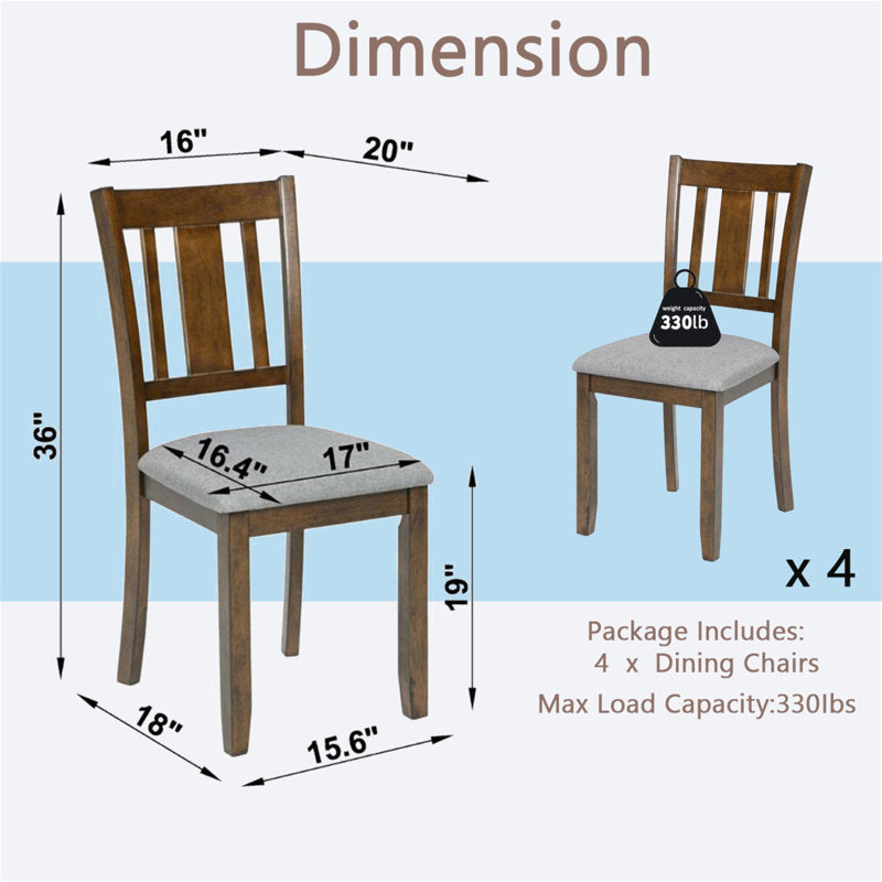 Dining chairs only, set of 4 wooden Dining chairs, Kitchen Chair with Padded Accent Seat Chair for Dining room, Living room, Walnut