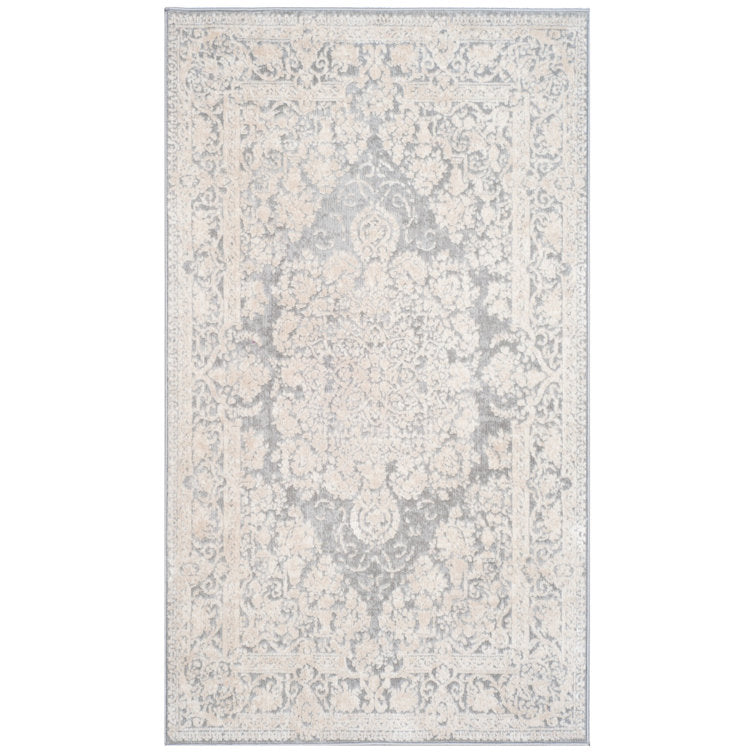 Calidia Oriental Light Grey/Cream Area Rug
