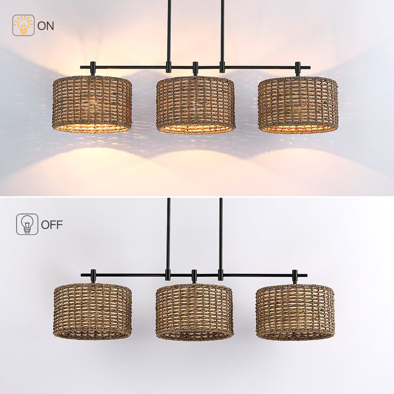 Lustre cylindrique Lannister à 3 lumières pour îlot de cuisine